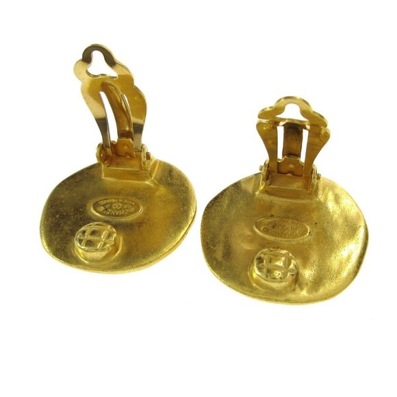 Chanel Round Earrings Gold Clip-On Large 96P - Picture 4 of 4
